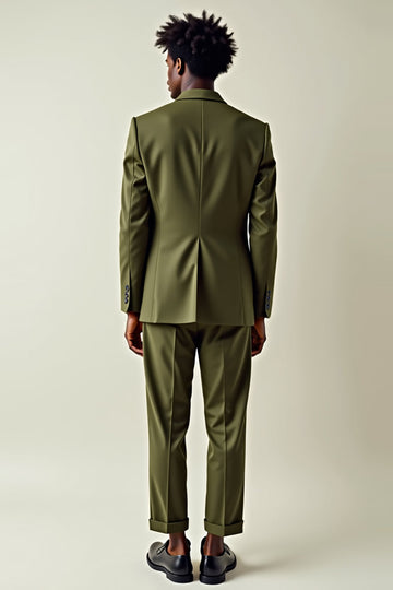 Dark Green Notched Lapel 2 Piece Men Homecoming Suits